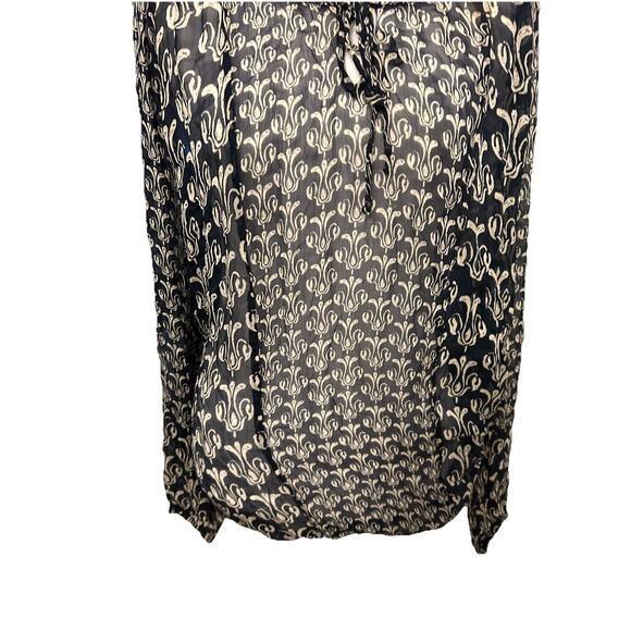 LUCKY Silk Peasant Blouse Boho Plus Size 2X Tunic Artsy Print Sheer JOHN ROBSHAW - Picture 7 of 10